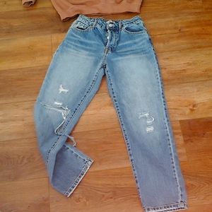 FOREVER 21 - Ripped Button-Fly Jeans. Size: 26